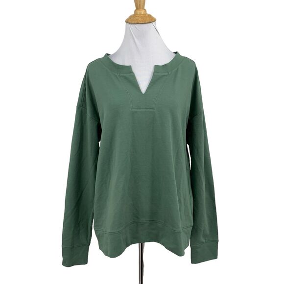 J Jill Sweatshirt Womens S Small Ivy Fit Split Neck Long Sleeve Notch Pullover - Picture 1 of 12